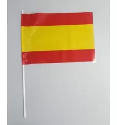BANDERA ESPAÑA CON PALO PVC 20X30