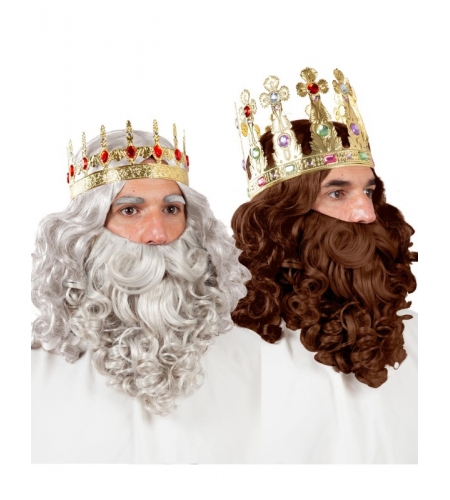 Conjunto de accesorios para disfraz de barba y peluca vikinga de lujo para  adultos (gris)