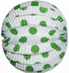 Green spherical lantern with green dots