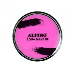 Maquillaje rosa al agua en polvera
