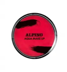 Maquillaje rojo al agua en polvera