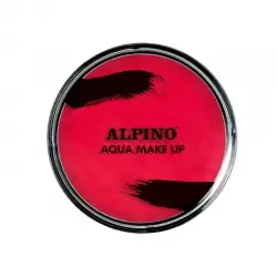 Maquillaje rojo al agua en polvera