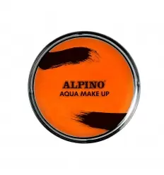 Maquillaje naranja al agua en polvera