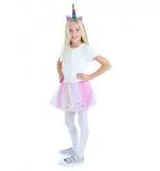 KIT UNICORNIO DIADEMA Y FALDA INFANTIL