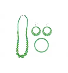 CONJUNTO COLLAR, PULSERA, PENDIENTES ROJO LUNARES