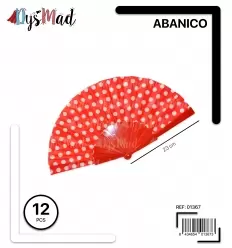 ABANICO PLASTICO ROJO CON LUNARES