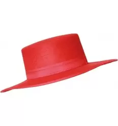 SOMBRERO CORDOBES FIELTRO NEGRO CON BORLA ROJA