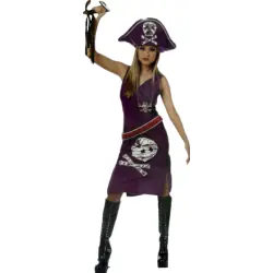 Disfraz pirata morada talla M