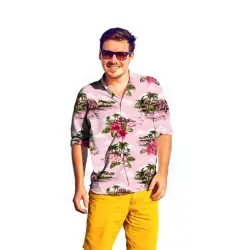 Camisa hawaiiano rosa xl-xxl