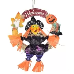 CORONA PAJA DECORACION BRUJA 25X36 CMS