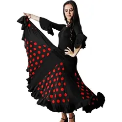 Falda flamenca negra lunares 2