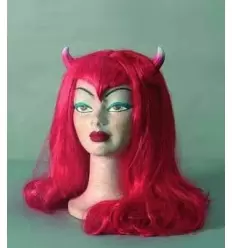 Devil"s ladies wig with horns
