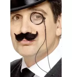 MONOCULO DE PLASTICO COLOR NEGRO CON CORDON 