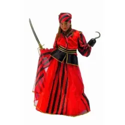 Disfraz pirata rayas rojas niÑa