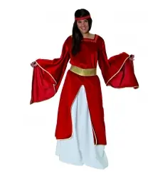 Fato medieval de moça de cor burdeos mulher